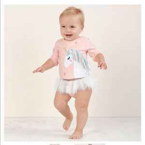 MUDPIE UNICORN FRINGE RASH GUARD & TUTU BOTTOM